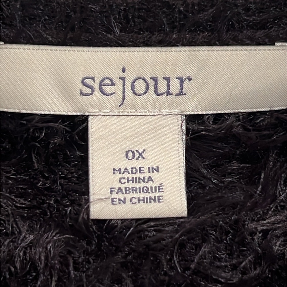 Sejour Eyelash Knit Sweater Tunic Black 0X - Picture 7 of 8